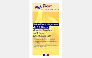 Le Pass-Sport une aide de 50 euros pour votre inscription